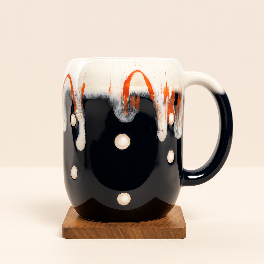 Bhokals Big Dots Print Black Coffee Mug