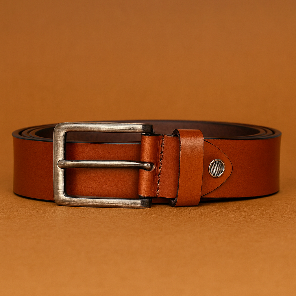 Bhokals Men Tan Glossy Leather Belt