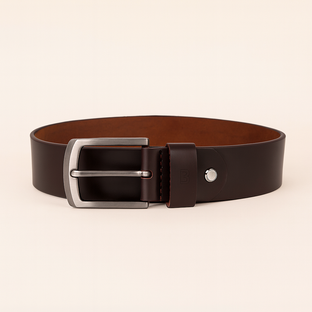 Bhokals Men Solid Brown Leather Belt
