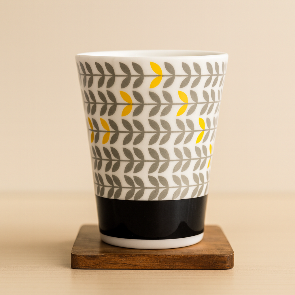 Bhokals Black Strip Texture Printed White Coffee Mug