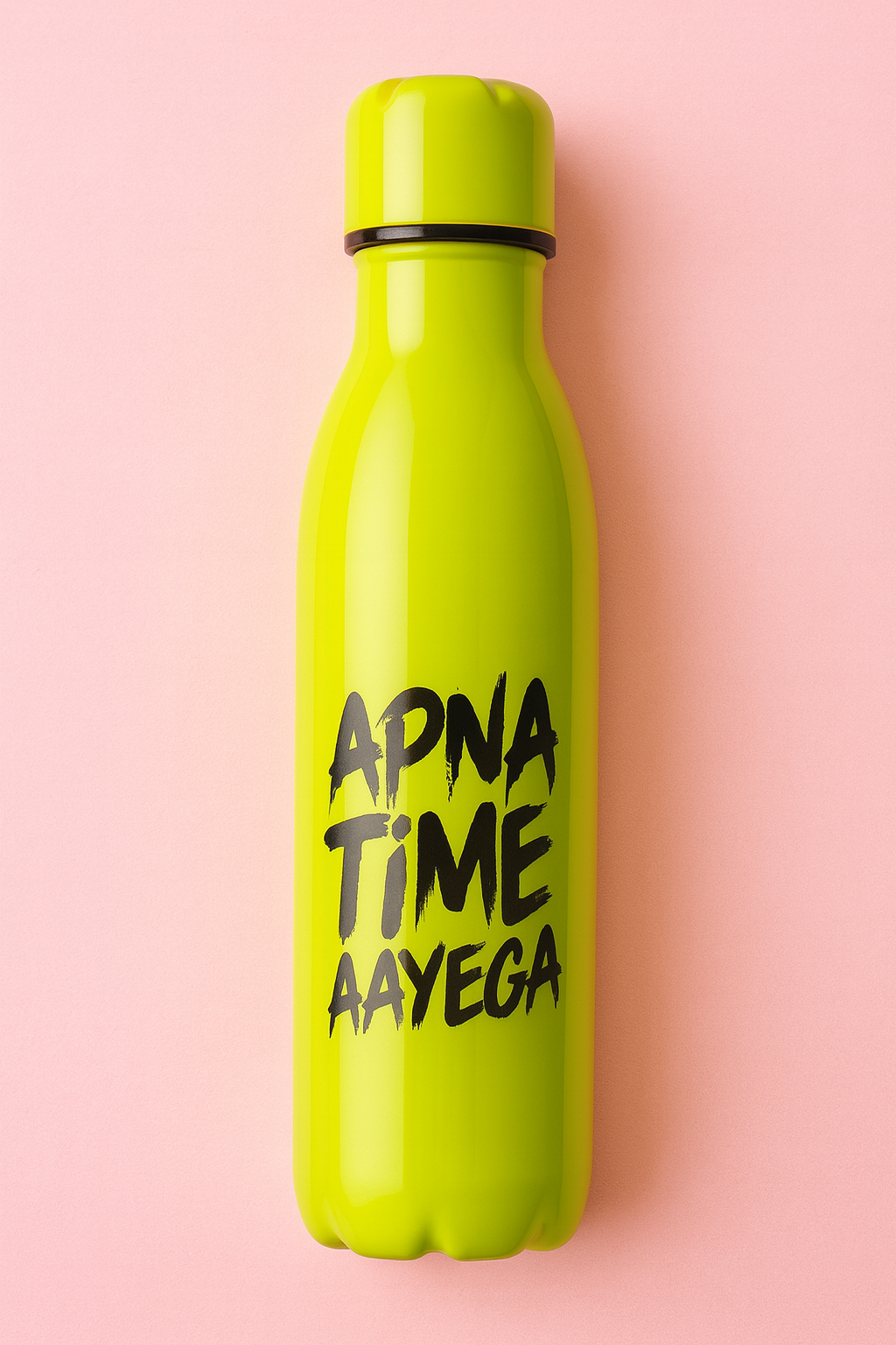 Apna Time Ayega Printed Green Water Bottle