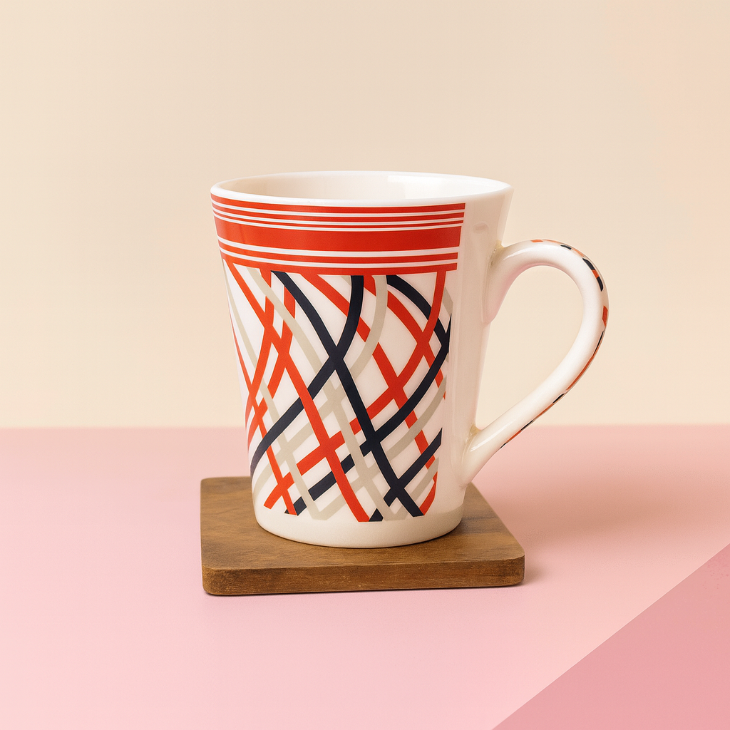 Bhokals Red Black Printed  Designer  White Coffee Mug
