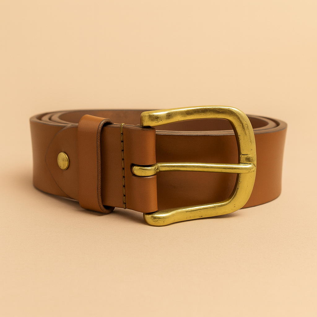 Bhokals Men Solid Tan Leather Belt