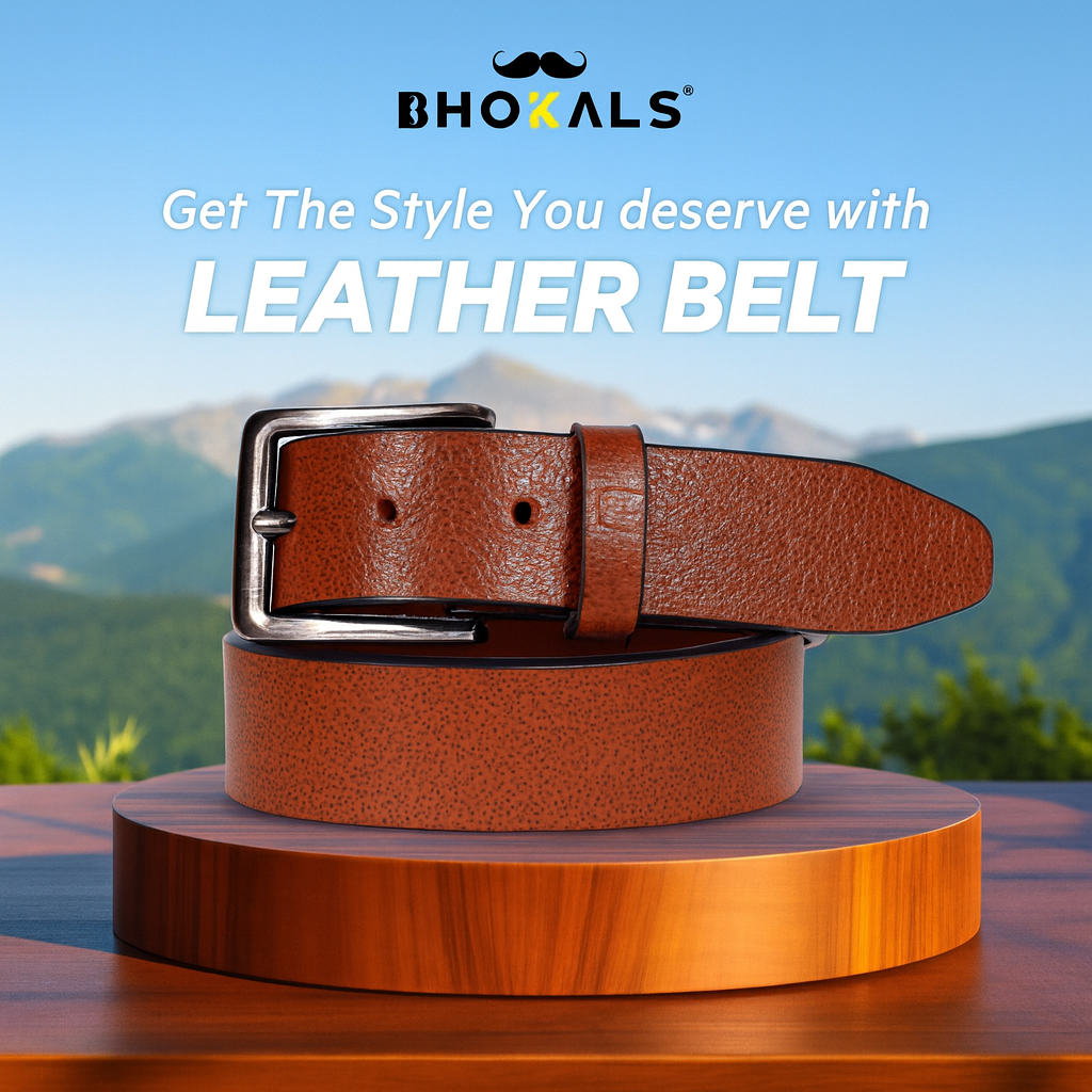 Bhokals Men Tan Texture Leather Belt