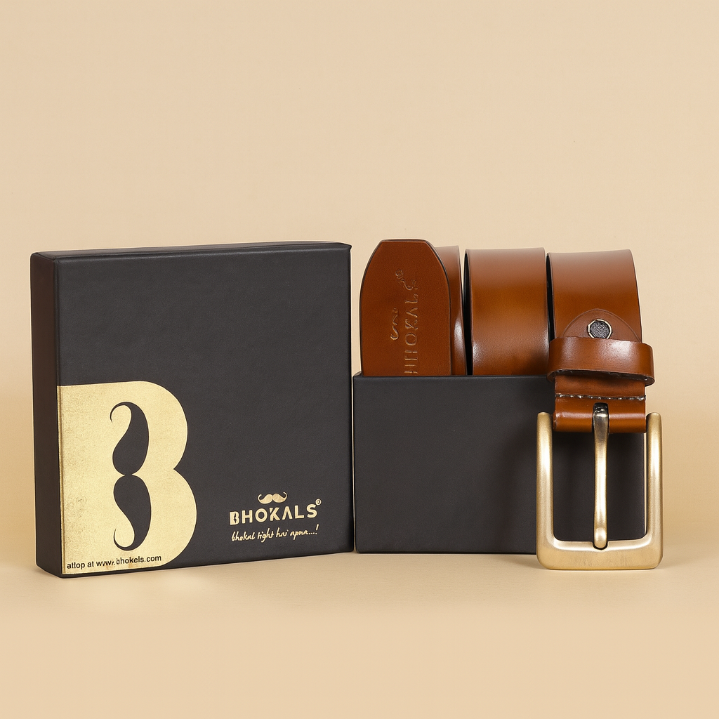 Bhokals Men Solid Brown Casual Leather Belt