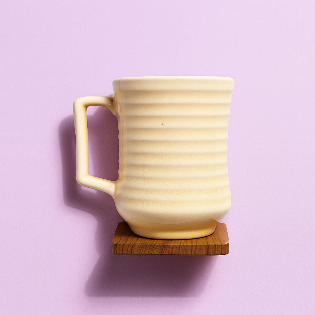 Bhokals Line Texture Pattern Cream Coffee Mug