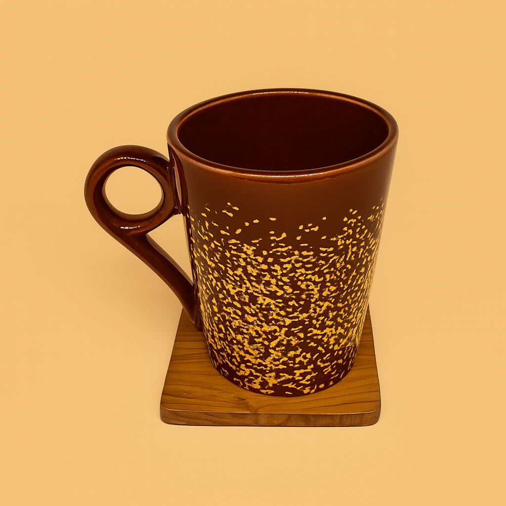 Bhokals Ceramic Brown Yellow Coffee Mug
