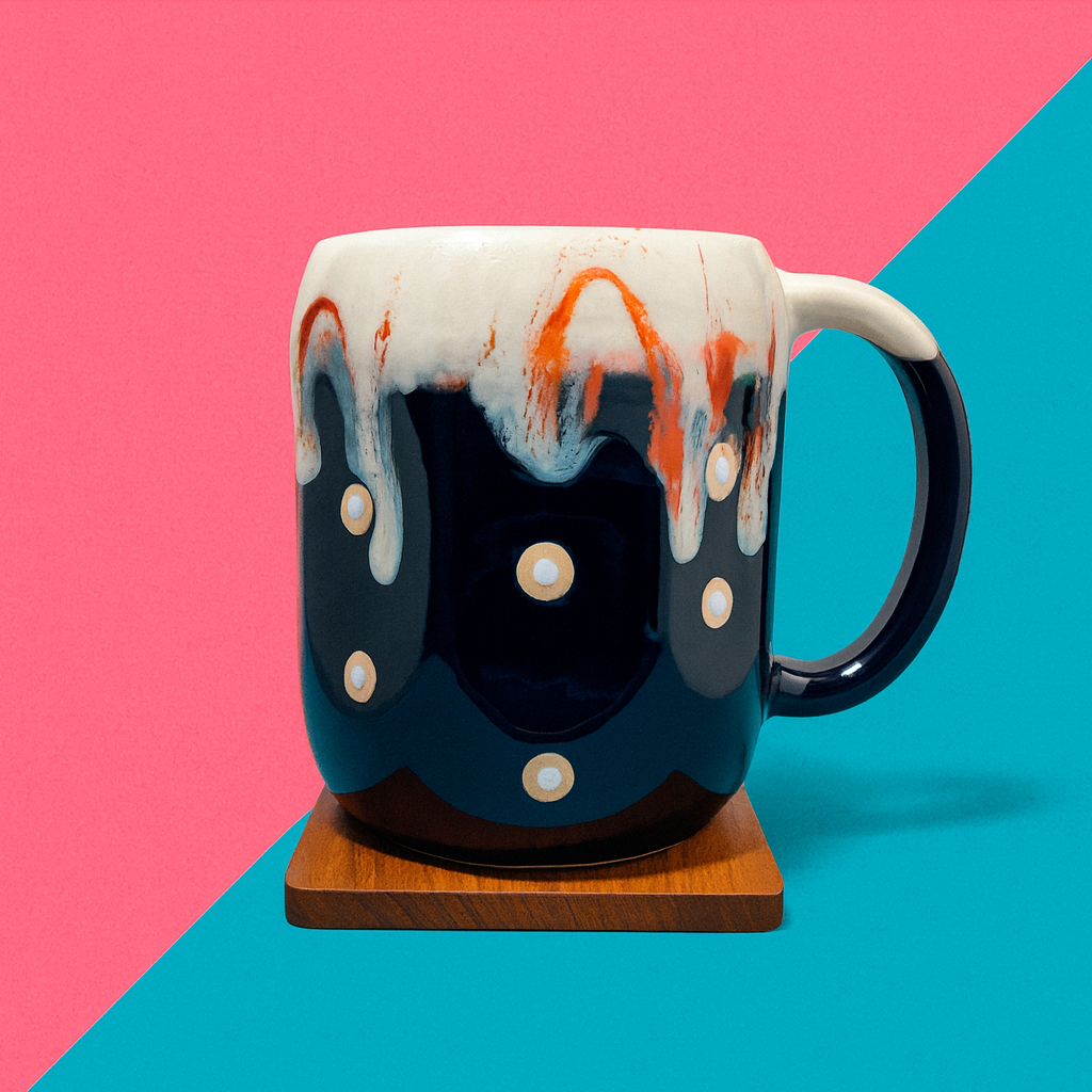 Bhokals Big Dots Print Black Coffee Mug