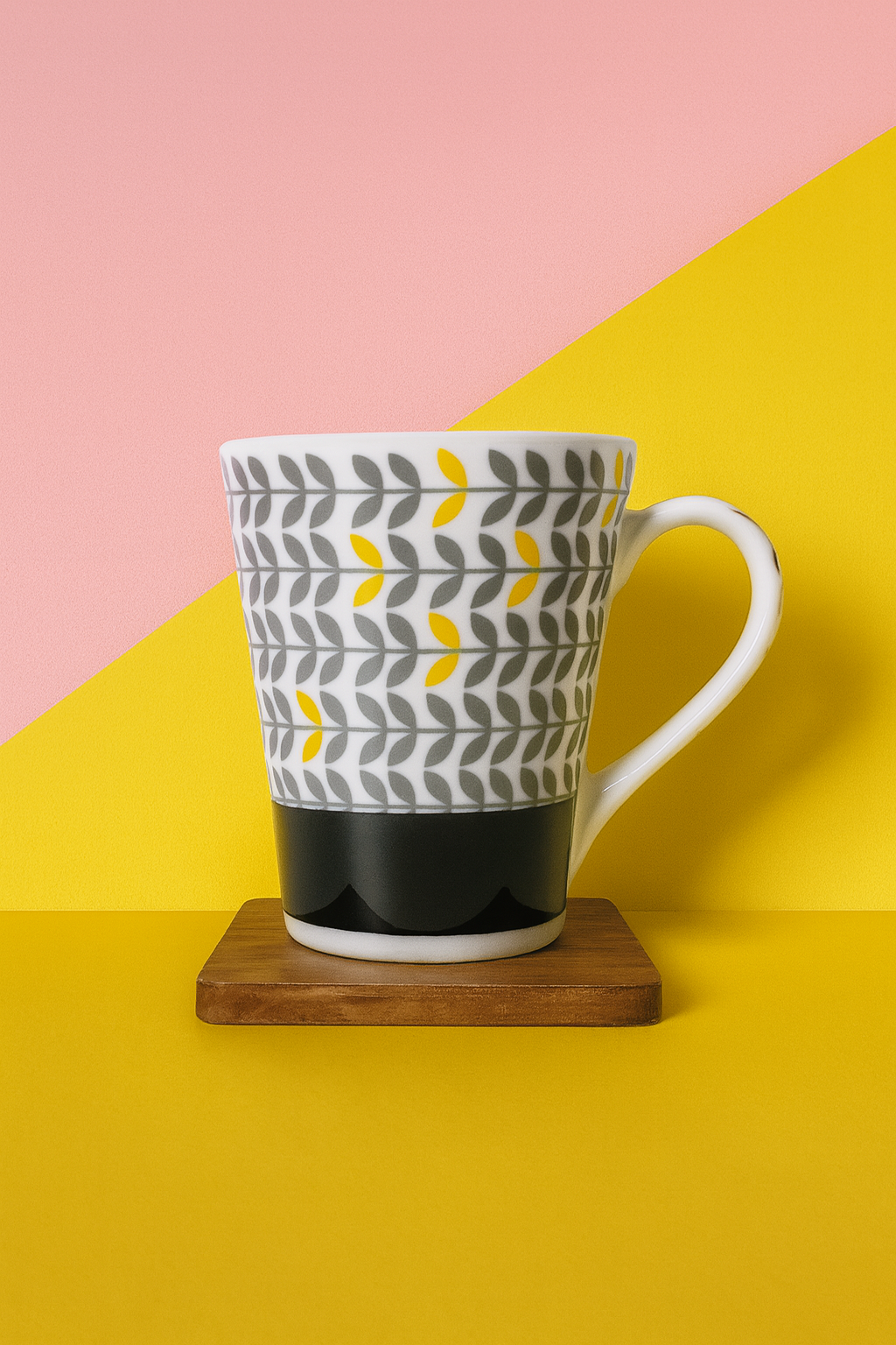 Bhokals Black Strip Texture Printed White Coffee Mug