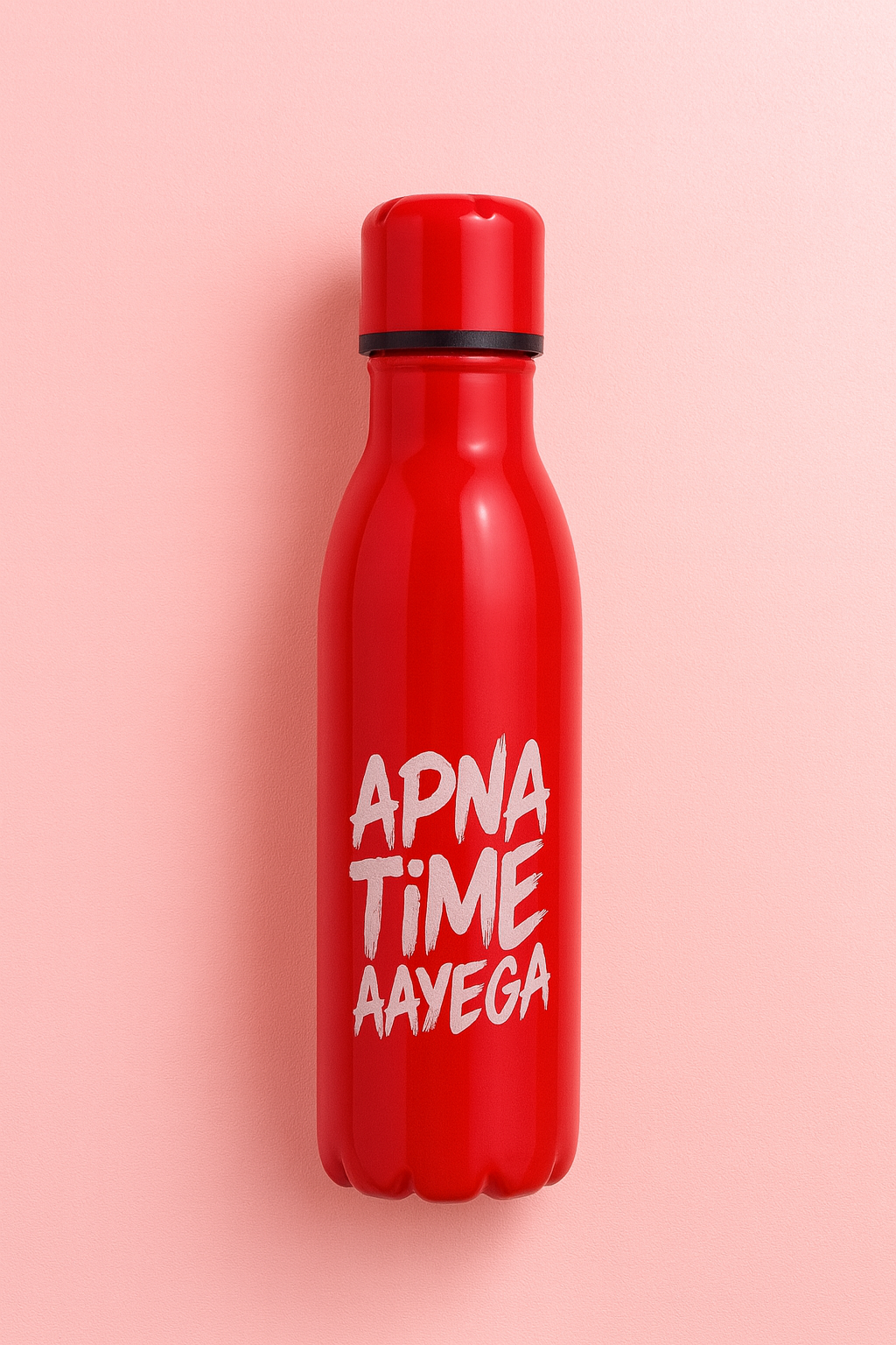 Apna Time Ayega Printed Red Water Bottle