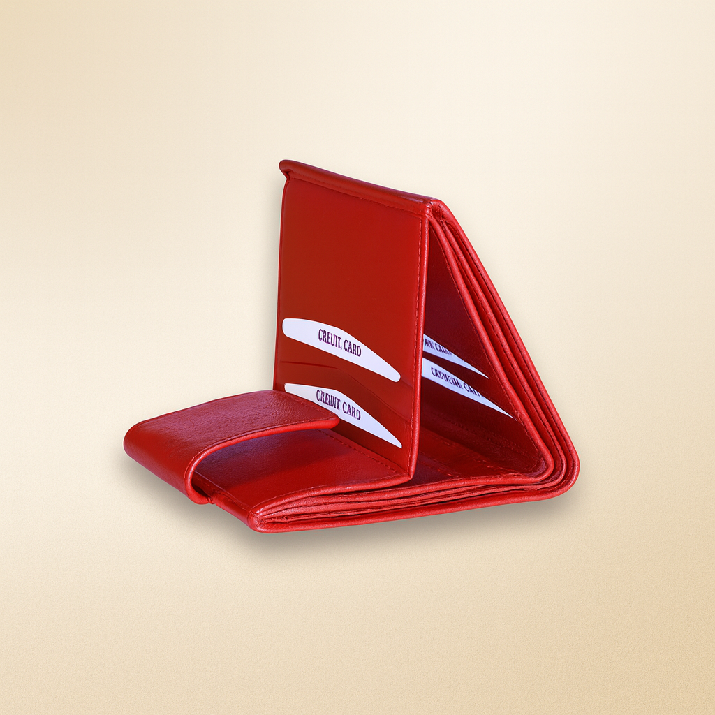 Leather Red Women Pocket Wallet