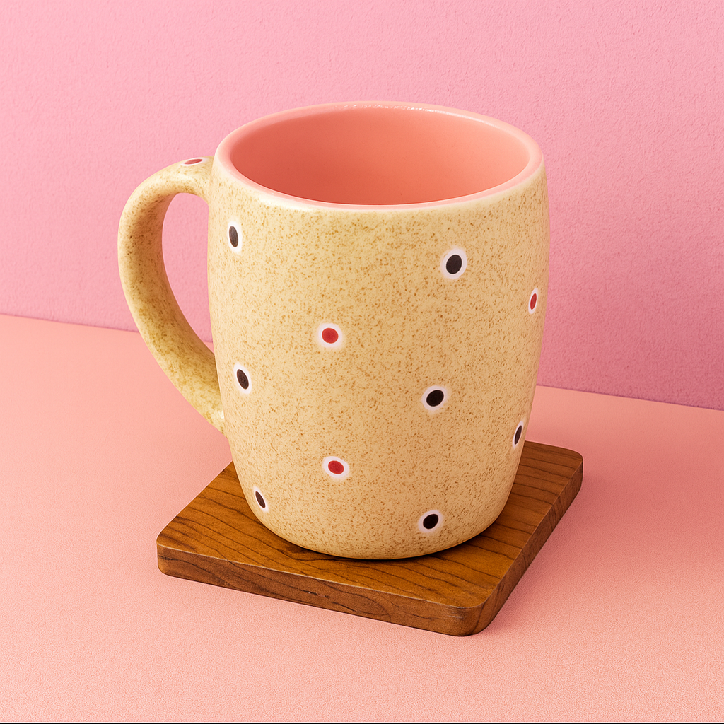Bhokals Ceramic Pink Dotted Coffee Mug