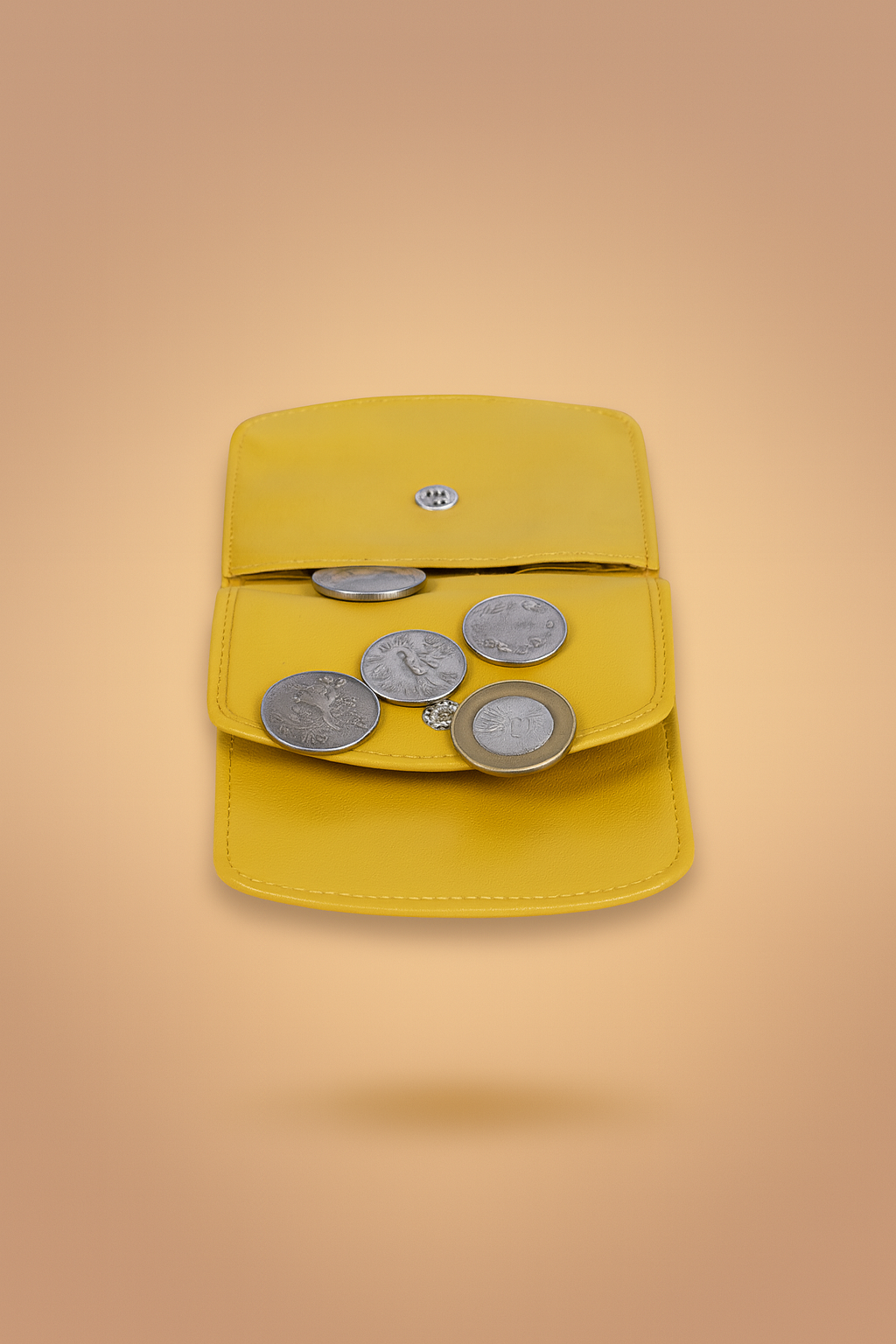 Leather Solid Yellow Women Pocket Wallet