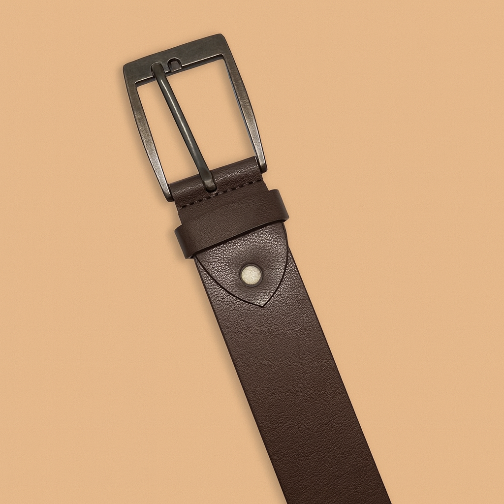 Bhokals Men Chocolate Brown Leather Belt