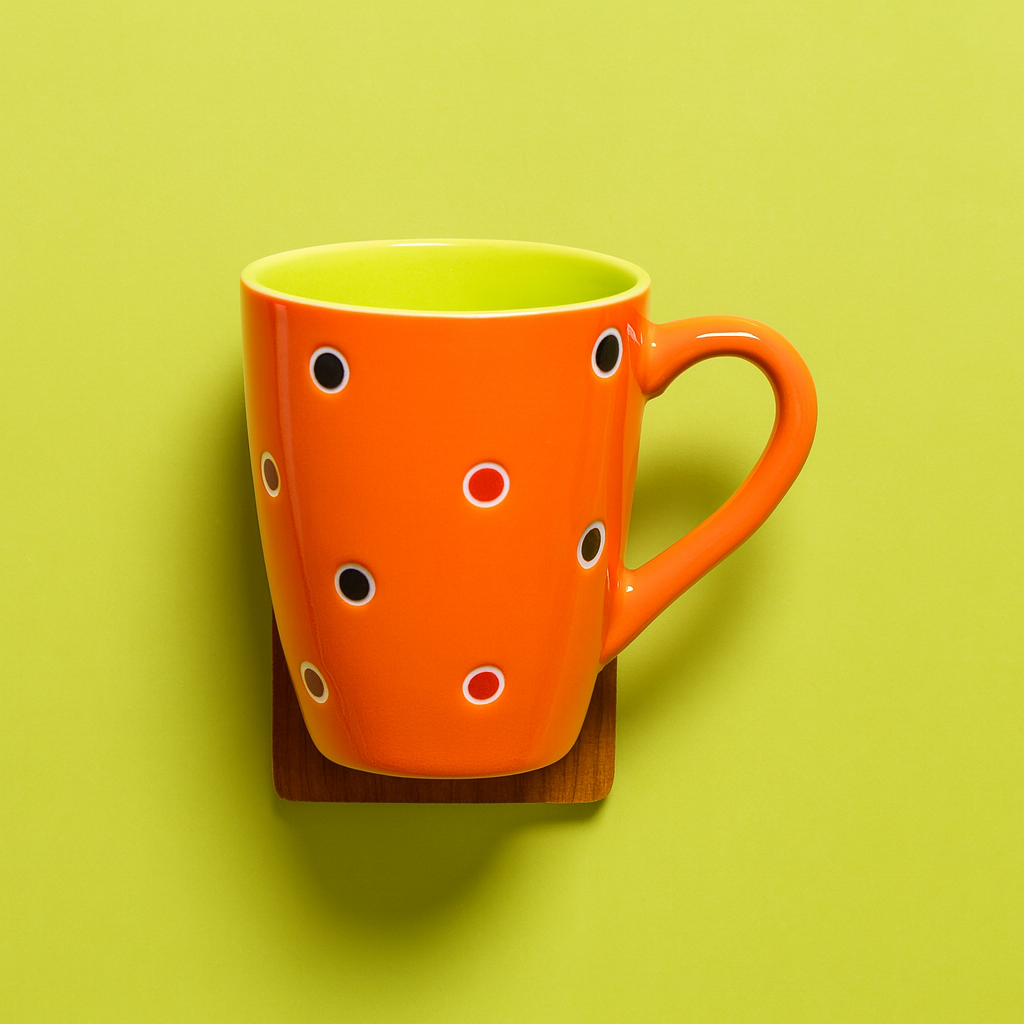 Bhokals Dots Printed Orange Green Coffee Mug