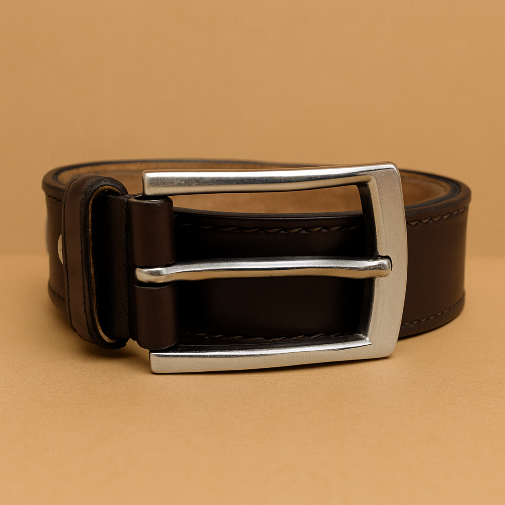 Bhokals Men Chocolate Brown Formal Leather Belt