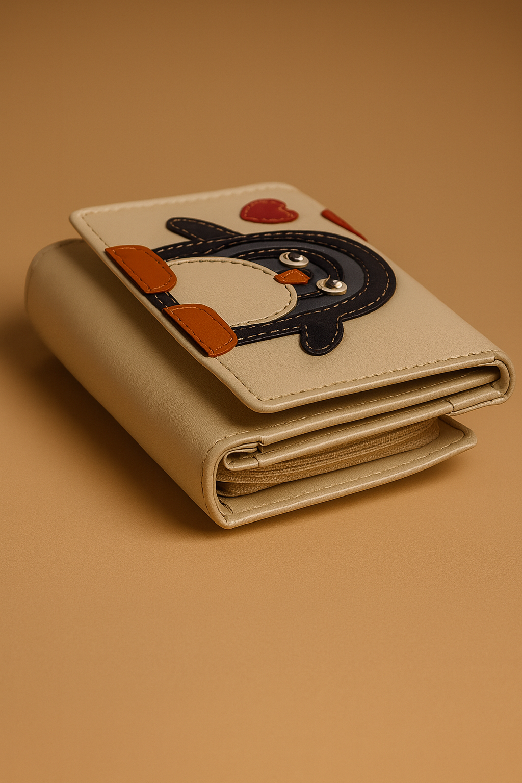 Leather Cream Penguin Women Pocket Wallet