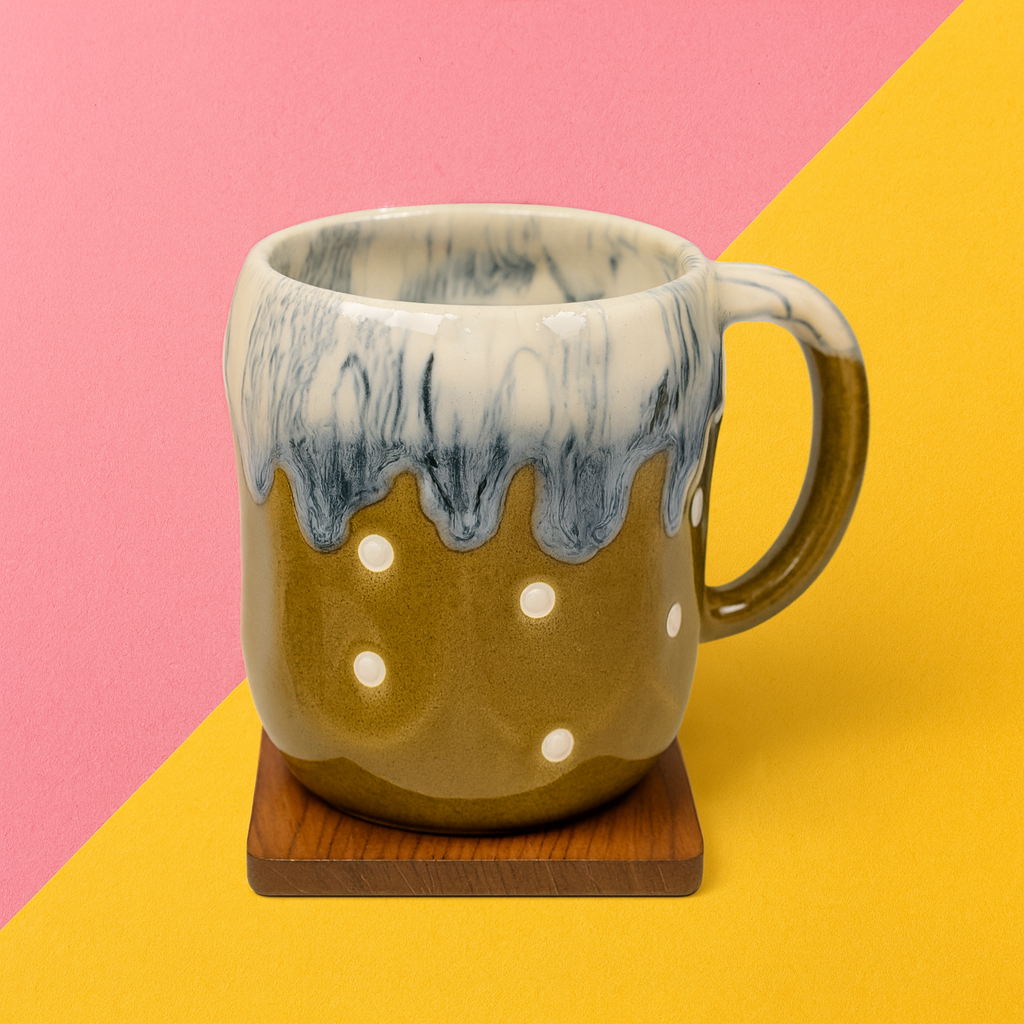 Bhokals Big Dots Print Mustard Yellow Coffee Mug