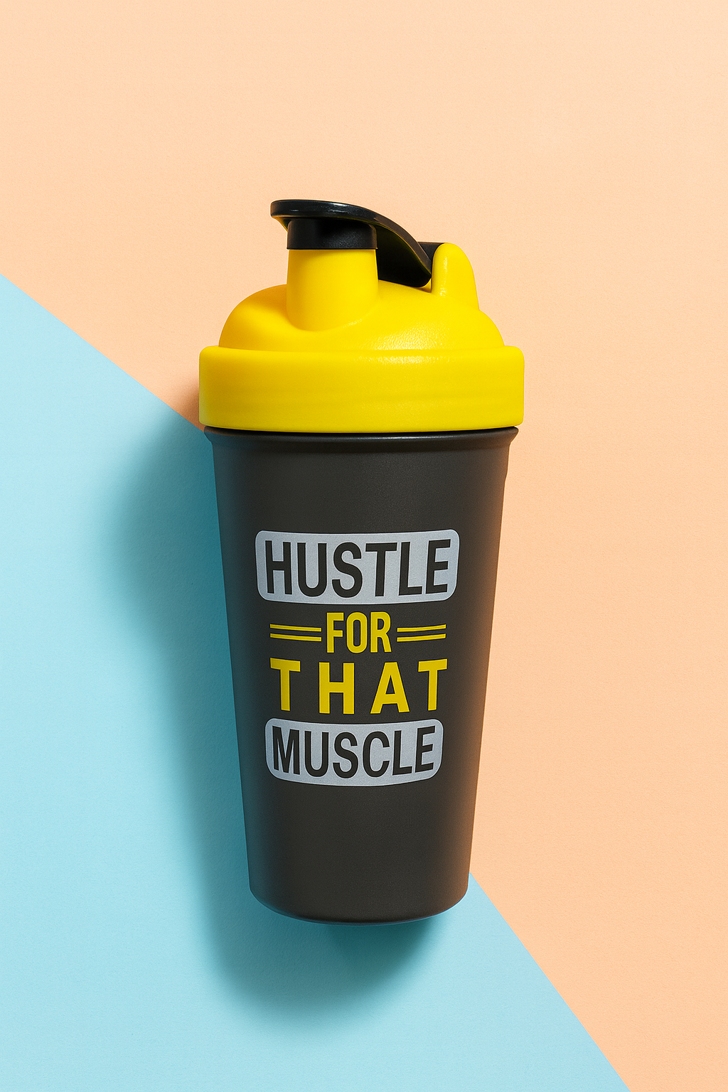 Hustle Printed Yellow Black Gym Shaker