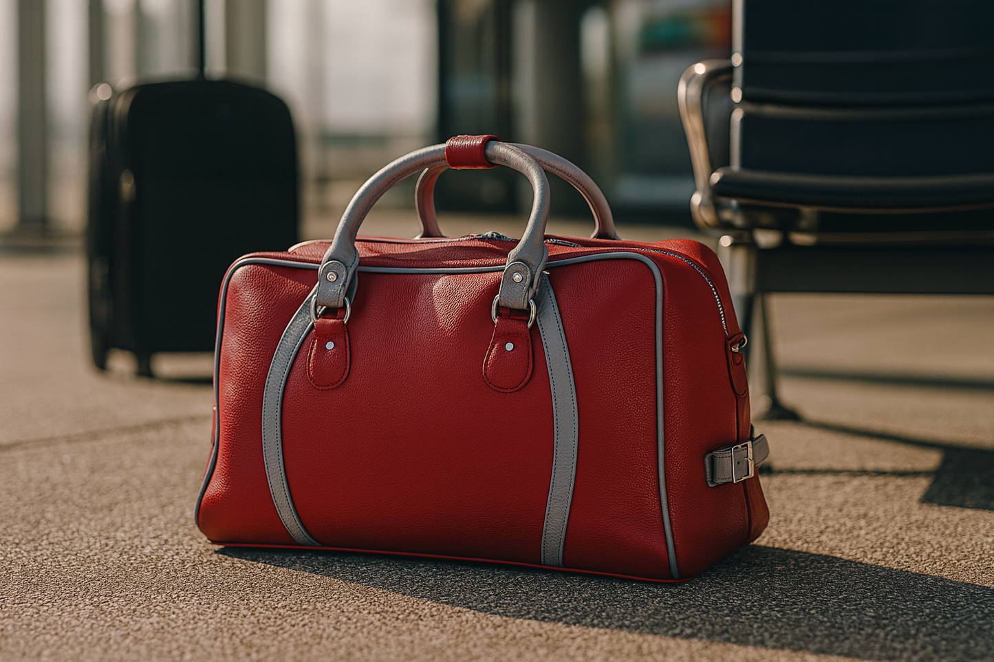Leather Solid Red Travel Bag