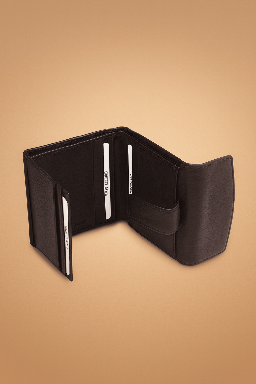 Leather Solid Black Multi Fold Women Wallet