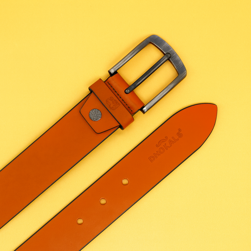 Bhokals Men Solid Tan Formal Leather Belt
