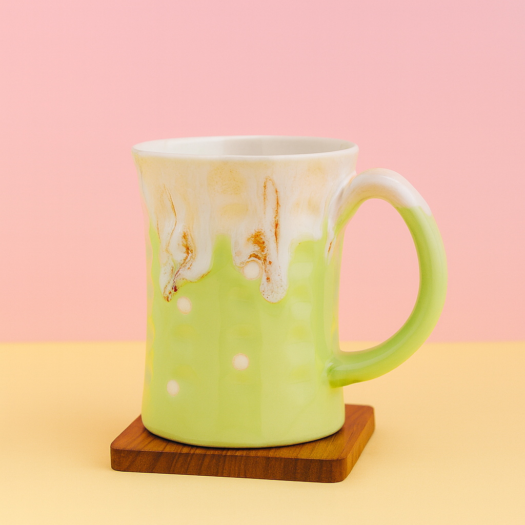 Bhokals Big Dots Green Round Coffee Mug