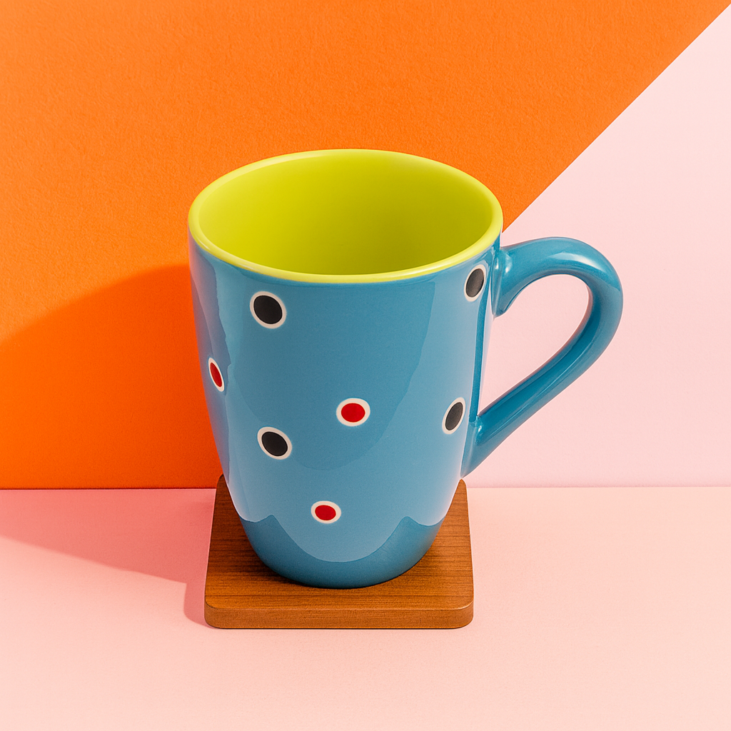 Bhokals Dots Printed Blue Green Coffee Mug