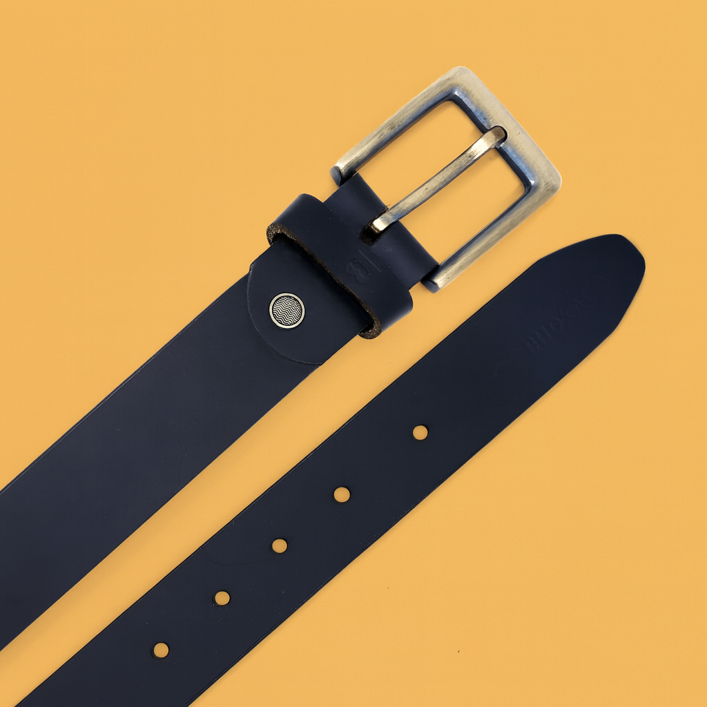 Bhokals Men Solid Black Matt Leather Belt