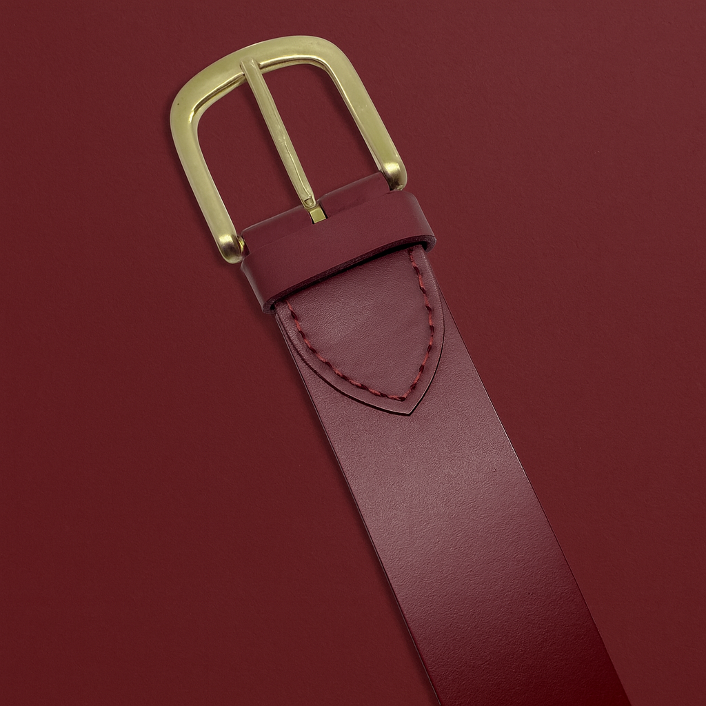 Bhokals Men Solid Red Formal Leather Belt