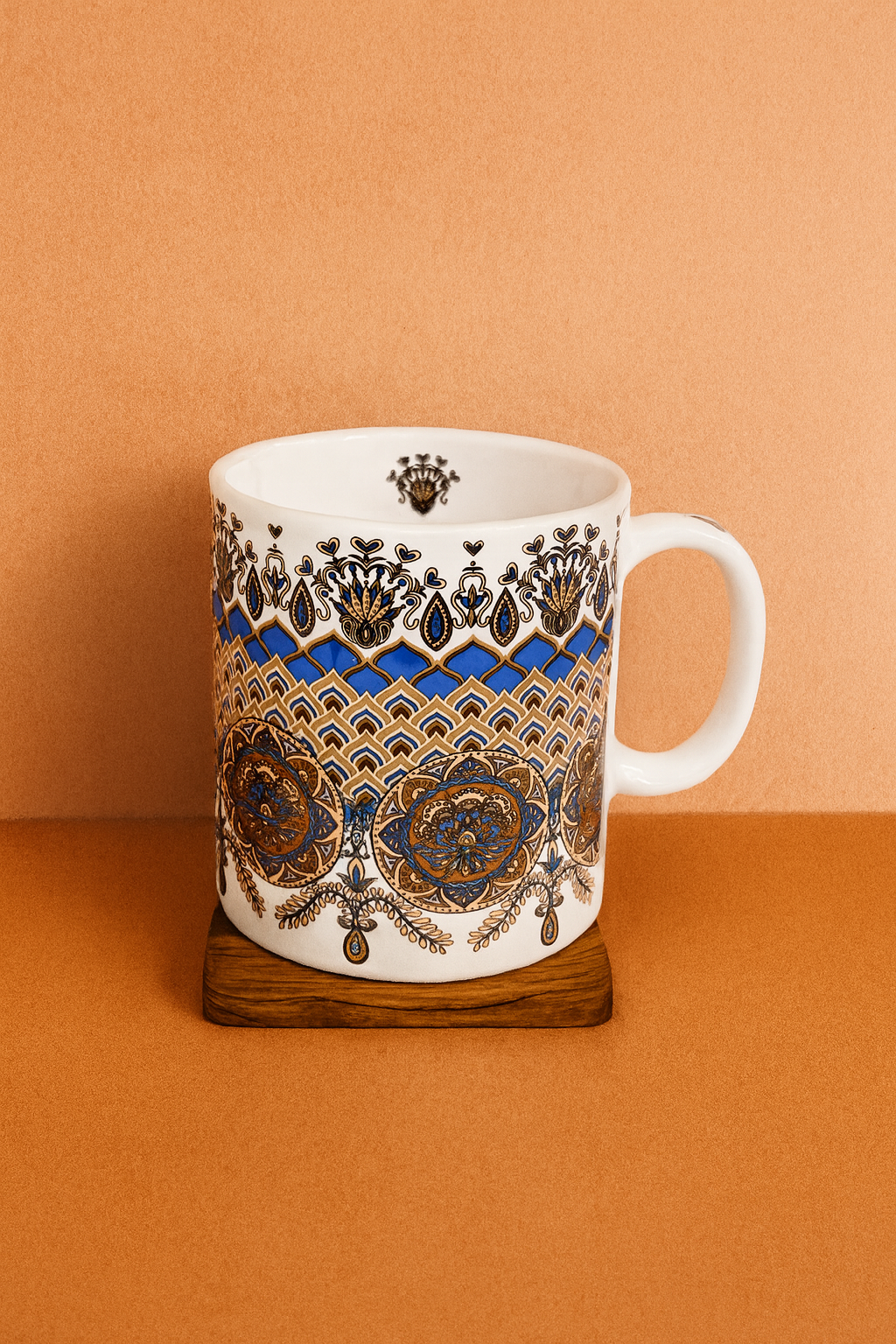 Bhokals  Brown Texture Printed White Coffee Mug