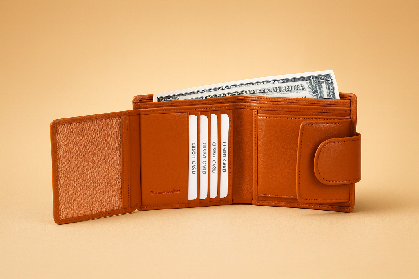 Leather Solid Orange Women Pocket Wallet