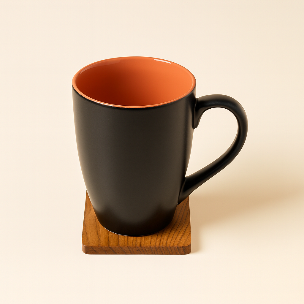 Bhokals Dual Print Brown Solid Black Coffee Mug