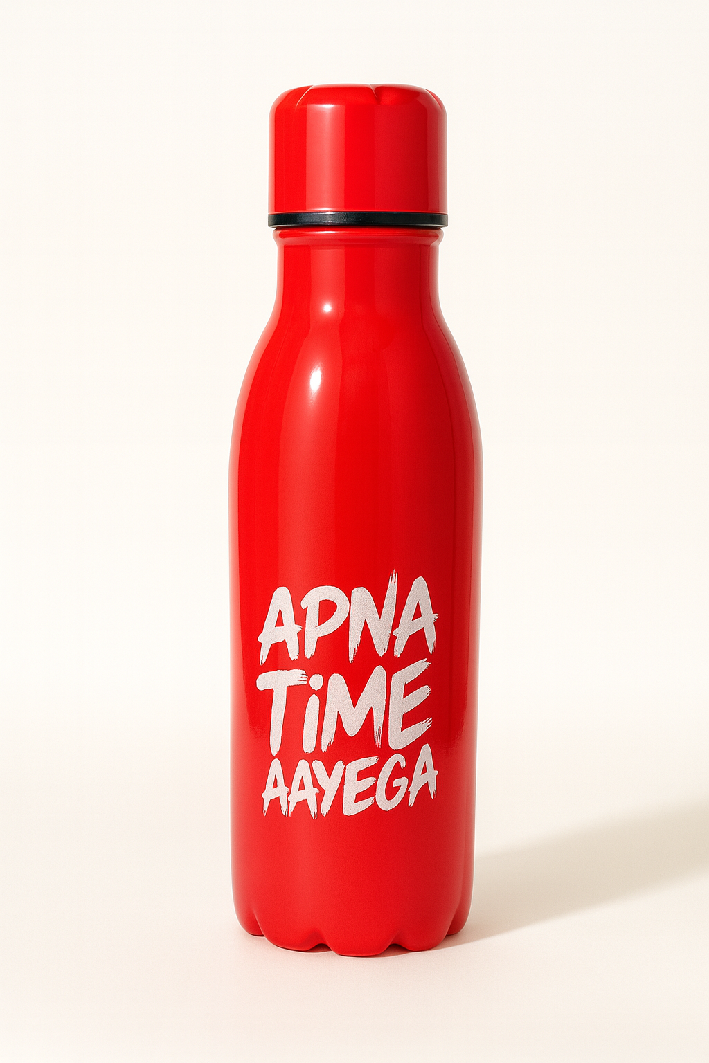 Apna Time Ayega Printed Red Water Bottle