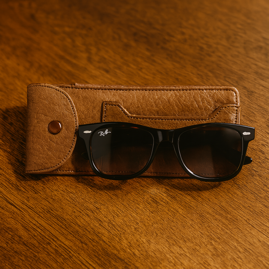 Leather Brown crocs sunglass Pouch