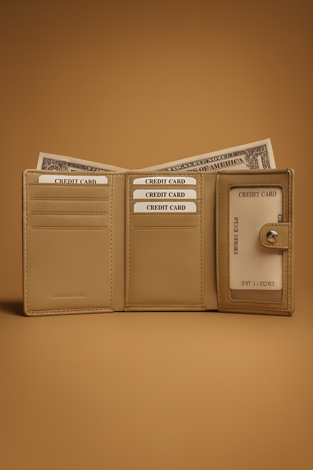 Leather Cream Penguin Women Pocket Wallet