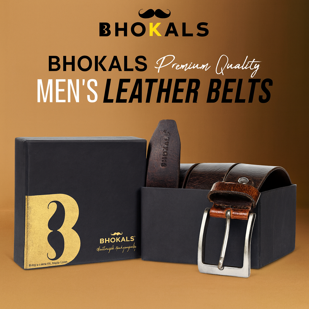 Bhokals Men Brown Crunch Leather Belt