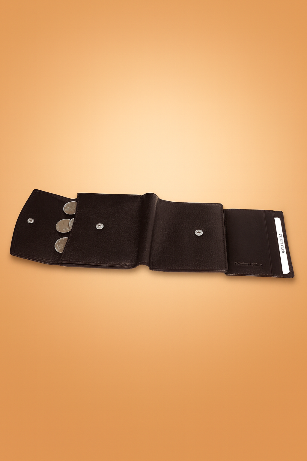 Leather Solid Black Multi Fold Women Wallet