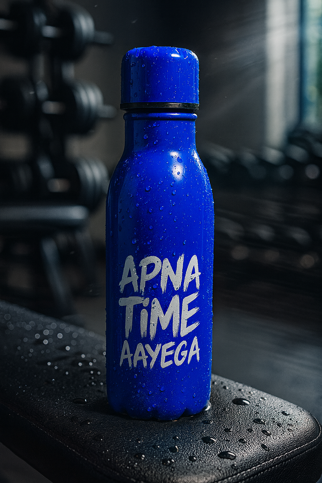 Apna Time Ayega Printed Blue Water Bottle