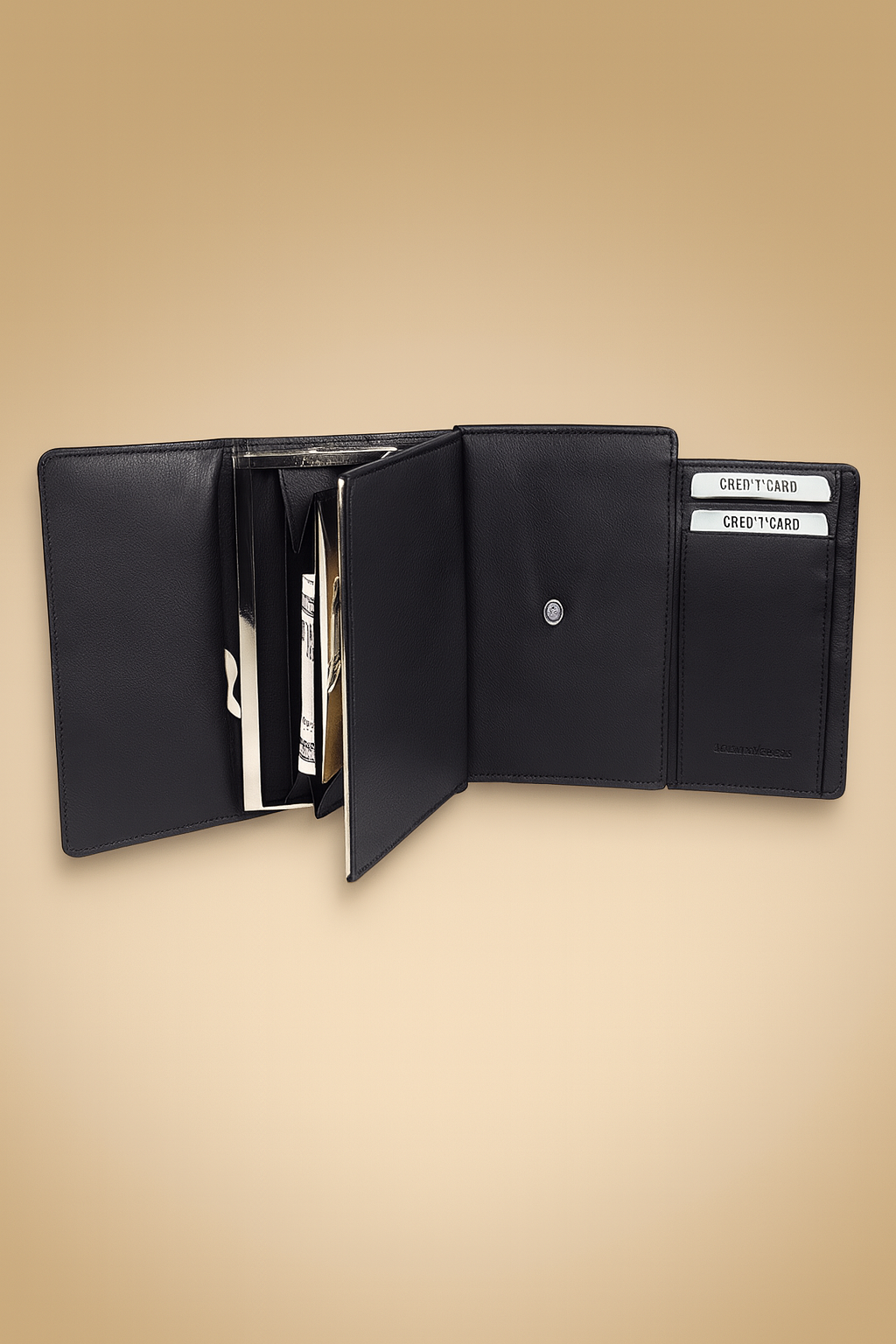 Leather Solid Black Clutch Women Wallet