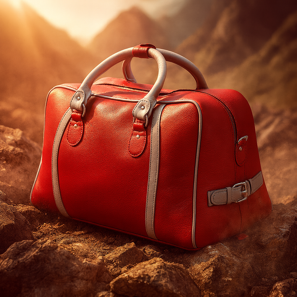 Leather Solid Red Travel Bag