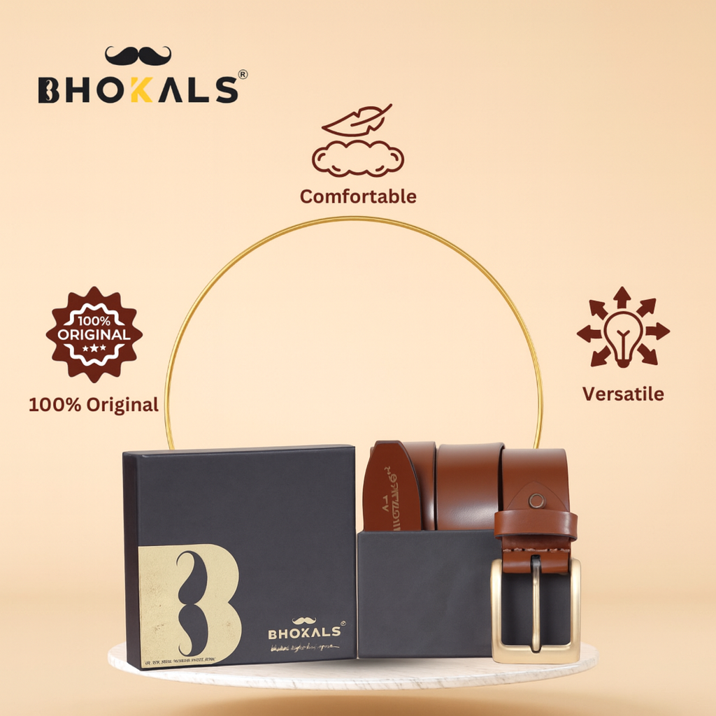 Bhokals Men Solid Brown Casual Leather Belt