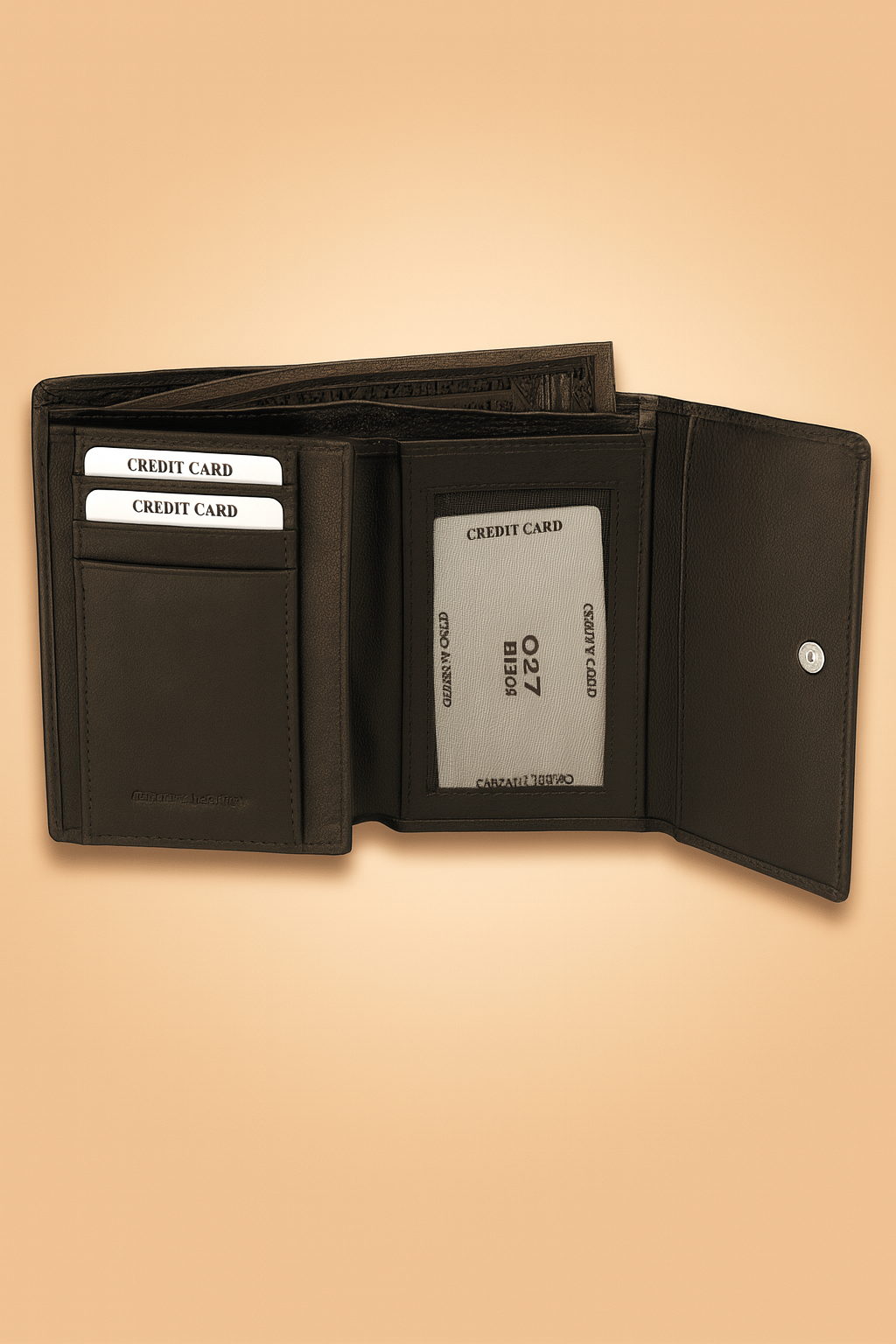 Leather Solid Black Clutch Women Wallet