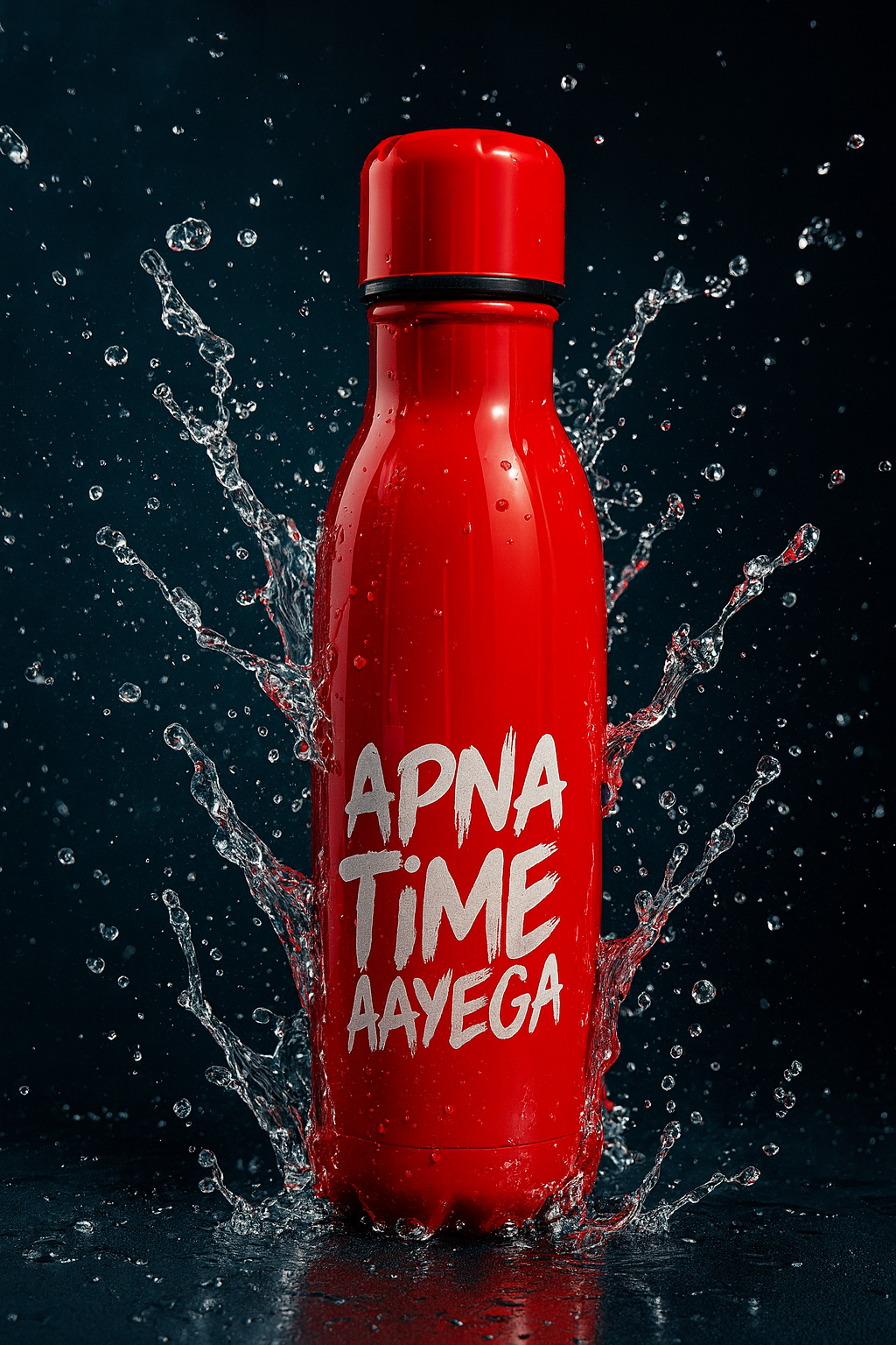 Apna Time Ayega Printed Red Water Bottle