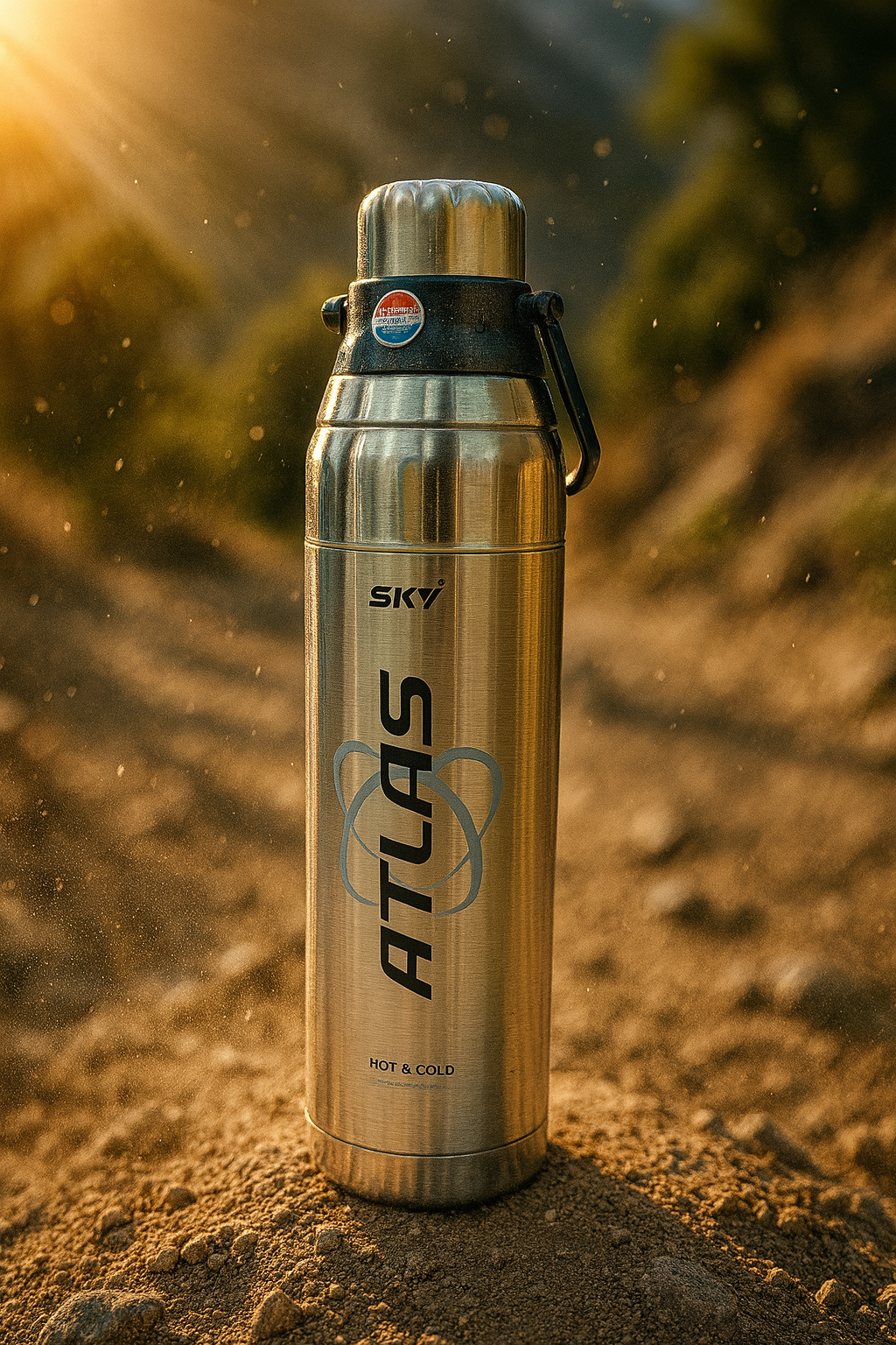 Sky Atlas Printed 1400ml  Silver Pu Layer Steel Water Bottle