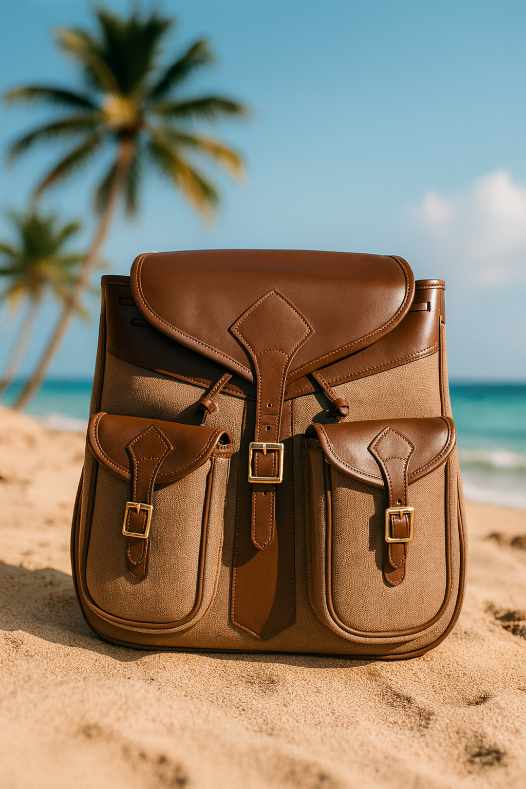Canvas Solid Green Travel Back Pack