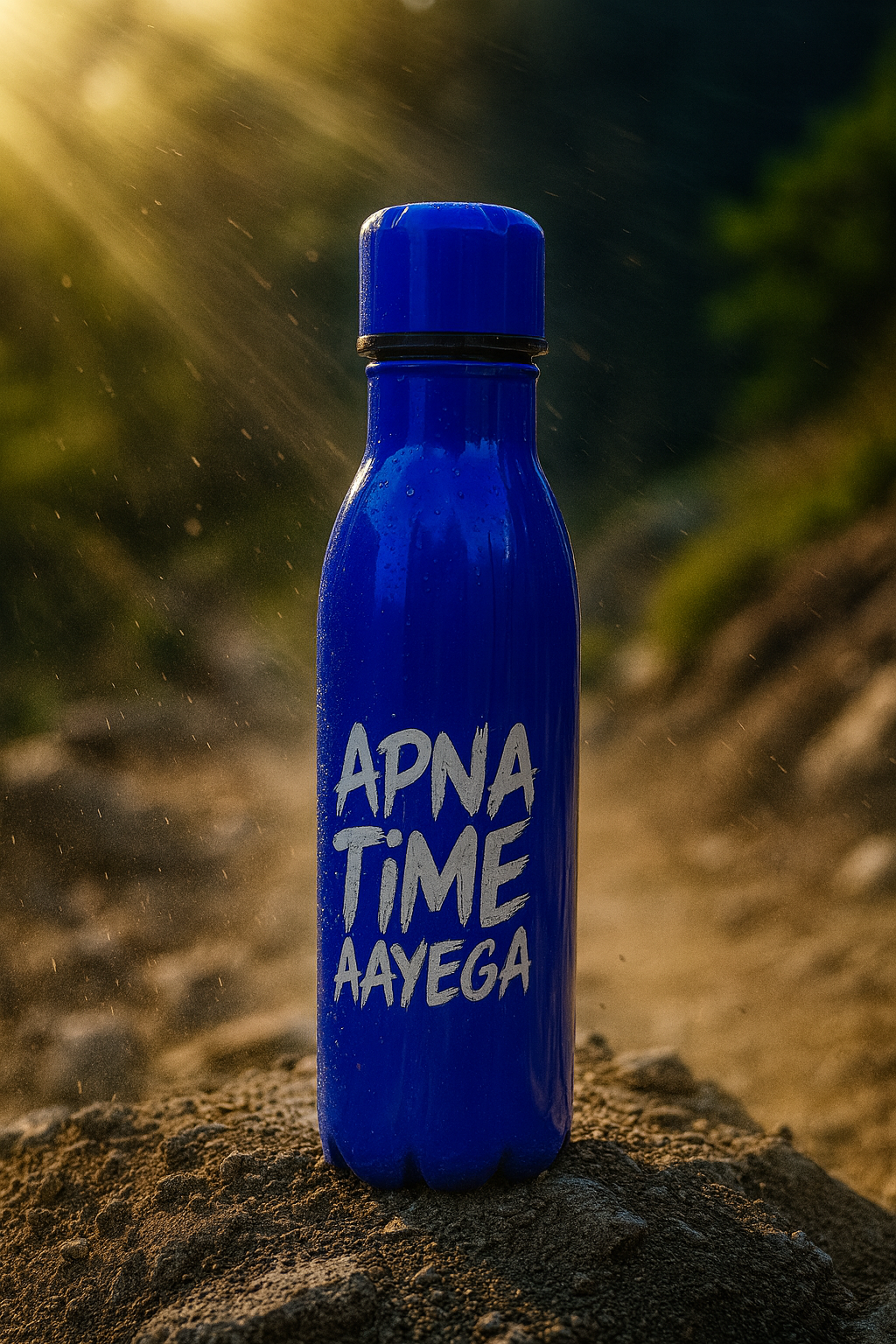 Apna Time Ayega Printed Blue Water Bottle