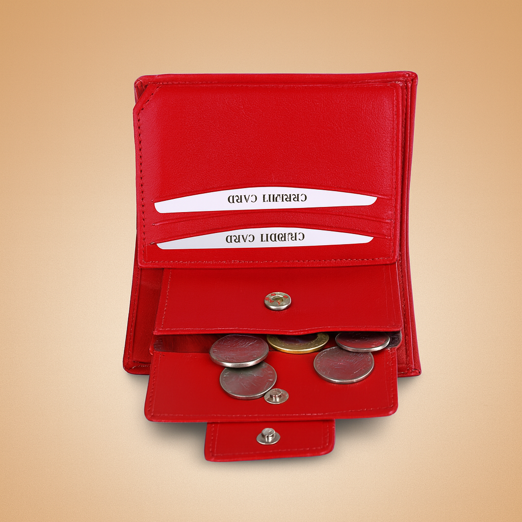 Leather Red Women Pocket Wallet