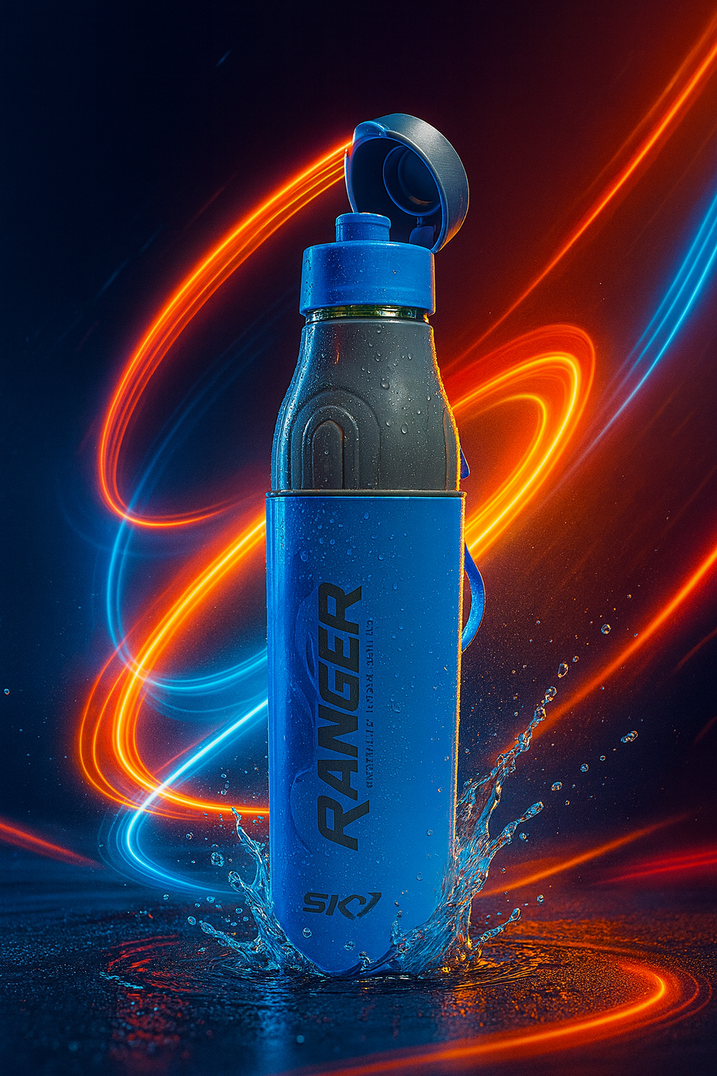 Sky Ranger Printed 1000ml Blue Stainless Steel Water Bottle