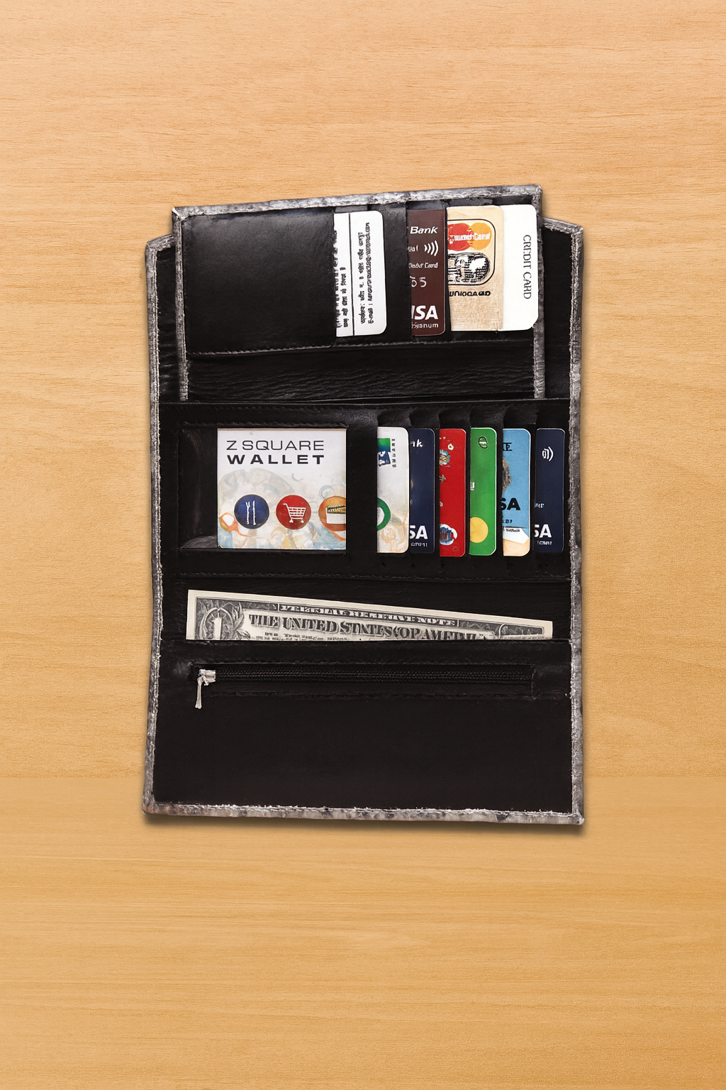 Leather Black Texture Women Wallet